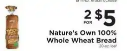 ShopRite Nature's Own 100% Whole Wheat Bread offer
