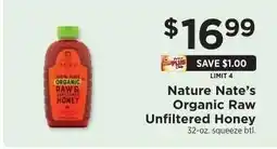ShopRite Nature Nate's Organic Raw & Unfiltered Honey offer