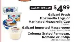 ShopRite Galbani Fresh Mozzarella Logs or Marinated Mozzarella Cup offer