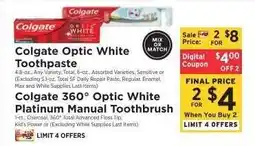 ShopRite Colgate Optic White Toothpaste offer