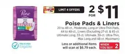 ShopRite Poise Pads & Liners offer