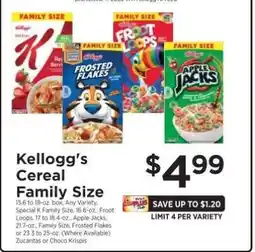 ShopRite Kellogg's Cereal Family Size offer
