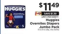 ShopRite Huggies Overnites Diapers Jumbo Pack offer