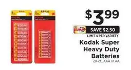ShopRite Kodak Super Heavy Duty Batteries offer