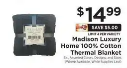 ShopRite Madison Luxury Home 100% Cotton Thermal Blanket offer