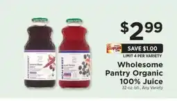 ShopRite Wholesome Pantry Organic 100% Juice offer