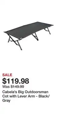 Cabela's Cabela's Big Outdoorsman Cot with Lever Arm - Black/Gray offer