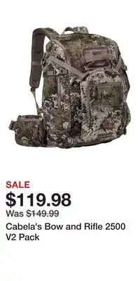 Cabela's Cabela's Bow and Rifle 2500 V2 Pack offer