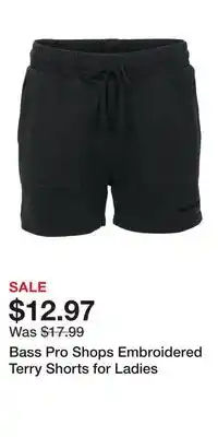 Cabela's Bass Pro Shops Embroidered Terry Shorts for Ladies offer