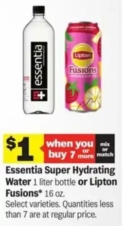 Meijer Essentia Super Hydrating Water or Lipton Fusions offer