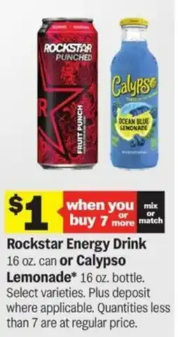 Meijer Rockstar Energy Drink or Calypso Lemonade offer