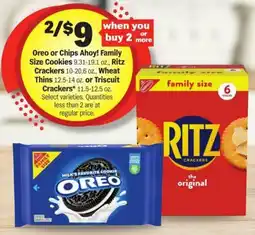 Meijer Oreo or Chips Ahoy! Family Size Cookies or Ritz Crackers offer