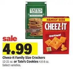 Meijer Cheez-It Family Size Crackers or Tate's Cookies offer
