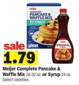 Meijer Meijer Complete Pancake & Waffle Mix or Syrup offer