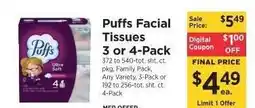 ShopRite Puffs Facial Tissues offer