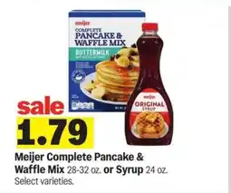 Meijer Meijer Complete Pancake & Waffle Mix or Syrup offer