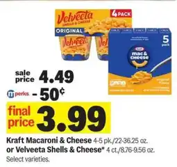 Meijer Kraft Macaroni & Cheese or Velveeta Shells & Cheese offer