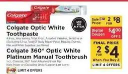 ShopRite Colgate Optic White Toothpaste offer