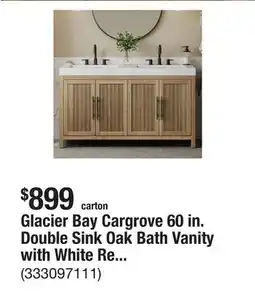 The Home Depot Glacier Bay Cargrove 60 in. Double Sink Oak Bath Vanity with White Resin Composite Top (Assembled) offer