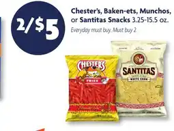 Family Dollar Chester's, Baken-ets, Munchos, or Santitas Snacks offer
