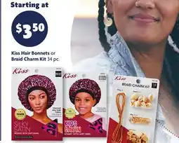 Family Dollar Kiss Hair Bonnets or Braid Charm Kit offer