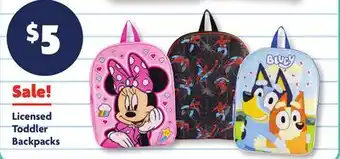 Family Dollar Licensed Toddler Backpacks offer