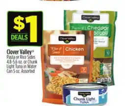 Dollar General Clover Valley Pasta or Rice Sides 4.8-5.6 oz. or Chunk Light Tuna in Water Can 5 oz offer