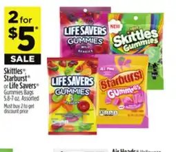 Dollar General Skittles , Starburst or Life Savers Gummies Bags offer