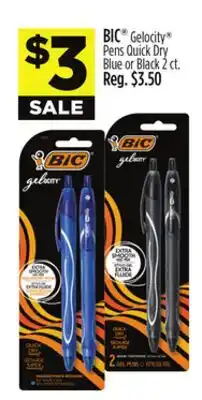 Dollar General BIC Gelocity Pens Quick Dry Blue or Black offer