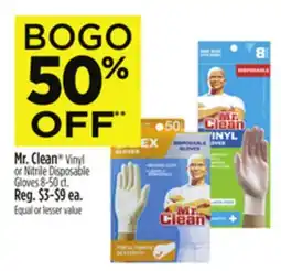 Dollar General Mr. Clean Vinyl or Nitrile Disposable Gloves 8-50 ct offer