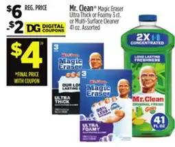 Dollar General Mr. Clean Magic Eraser Ultra Thick or Foamy 3 ct. or Multi-Surface Cleaner 41 oz offer