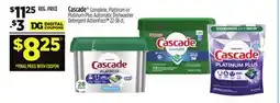 Dollar General Cascade Complete, Platinum or Platinum Plus Automatic Dishwasher Detergent offer