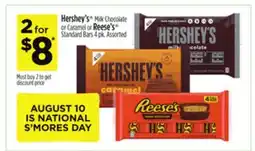 Dollar General Hershey's Milk Chocolate or Caramel or Reese's Standard Bars offer