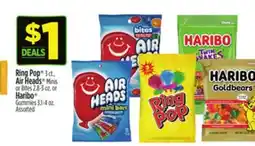 Dollar General Ring Pop 3 ct., Air Heads Minis or Bites 2.8-3 oz. or Haribo Gummies 3.1-4 oz offer