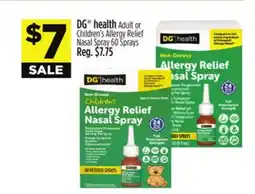 Dollar General DG health Adult or Children's Allergy Relief Nasal Spray 60 Sprays offer