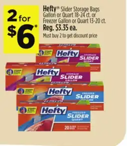Dollar General Hefty Slider Storage Bags Gallon or Quart 18-24 ct. or Freezer Gallon or Quart 13-20 ct offer