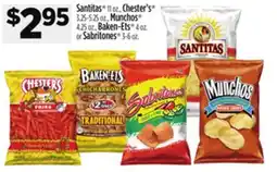 Dollar General Santitas 11 oz., Chester's 3.25-5.25 oz., Munchos 4.25 oz., Baken-Ets 4 oz. or Sabritones 3-6 oz offer