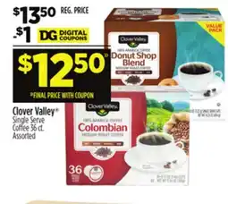 Dollar General Clover Valley Single Serve Coffee offer