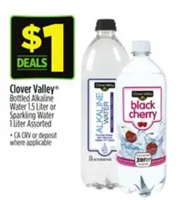 Dollar General Clover Valley Bottled Alkaline Water 1.5 Liter or Sparkling Water 1 Liter offer