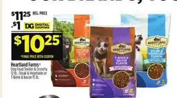 Dollar General Heartland Farms Dog Food Tender & Crunchy 12 lb., Steak & Vegetable or T-Bone & Bacon 15 lb offer