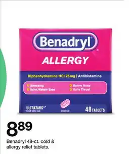 Target Benadryl cold & allergy relief tablets offer