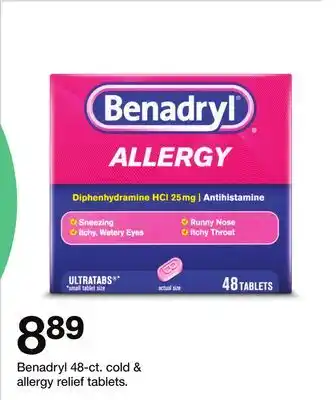Target Benadryl cold & allergy relief tablets offer