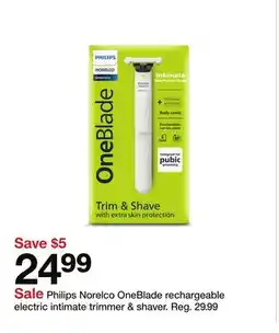 Target Philips Norelco OneBlade rechargeable electric intimate trimmer & shaver offer