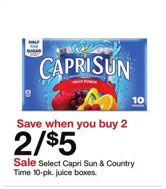 Target Select Capri Sun & Country Time 10-pk. juice boxes offer