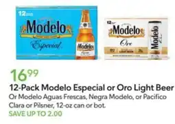 Publix 12-Pack Modelo Especial or Oro Light Beer offer