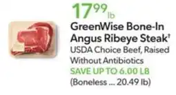 Publix GreenWise Bone-In Angus Ribeye Steak offer