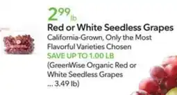 Publix Red or White Seedless Grapes offer