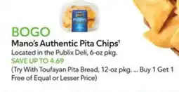 Publix Mano's Authentic Pita Chips offer