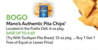 Publix Mano's Authentic Pita Chips offer