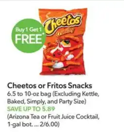 Publix Cheetos or Fritos Snacks offer
